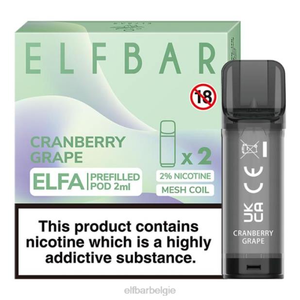 elfbar elfa voorgevulde capsule - 2 ml - 20 mg (2 stuks) cranberry-druif FH0H127