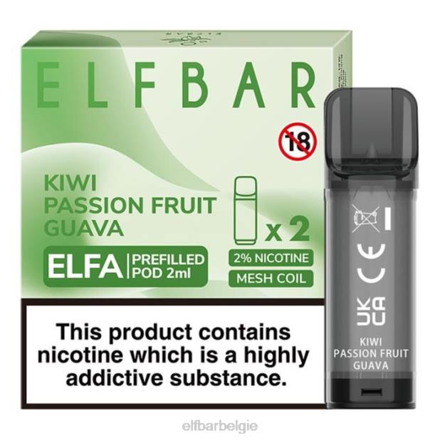 elfbar elfa voorgevulde capsule - 2 ml - 20 mg (2 stuks) kiwi-passievrucht-guave FH0H117